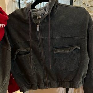 Vintage Havana Dark Gray Cropped Hoodie size S